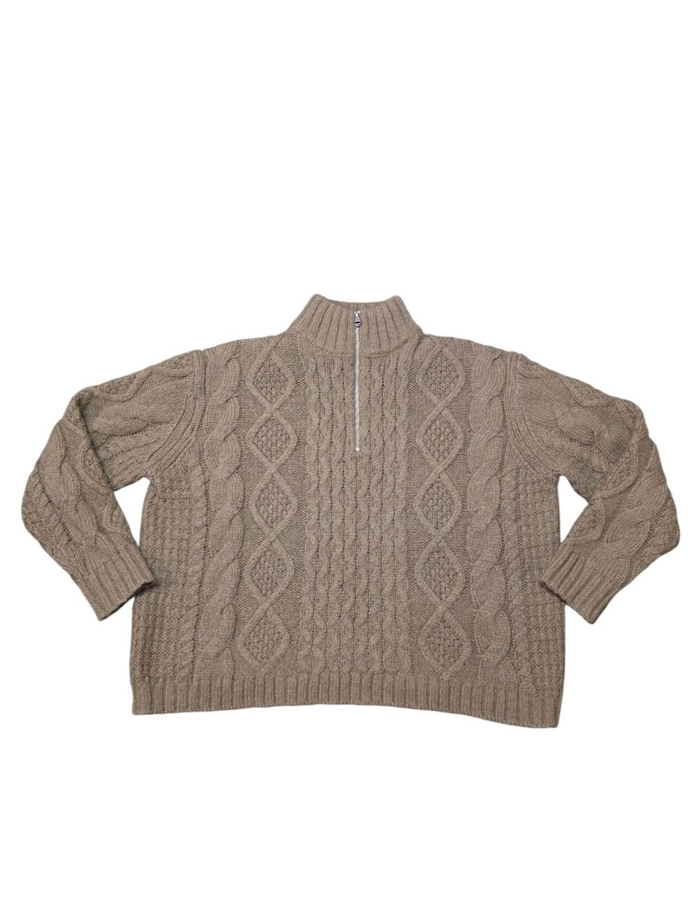 JENNI KAYNE CABLEKNIT HALF ZIP SWEATER CLOVE S - Picture 2 of 11